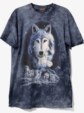 VINTAGE | The Mountain Single Stitch Tie Dye Wolf‎ Tee